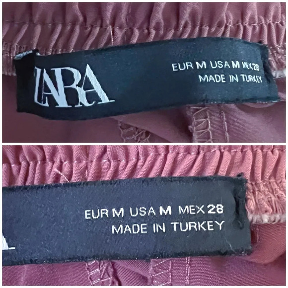 Zara Women’s Pull-On Cargo Pants In Dusty Rose Color Size M GUC Elastic Waist - Picture 7 of 8